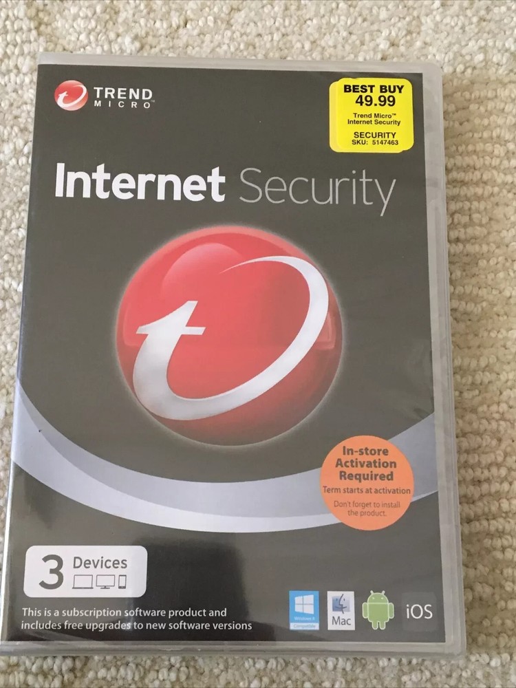 Trend Micro Internet Security (2014) 3 Devices - Windows 8 Mac IOS Android NEW
