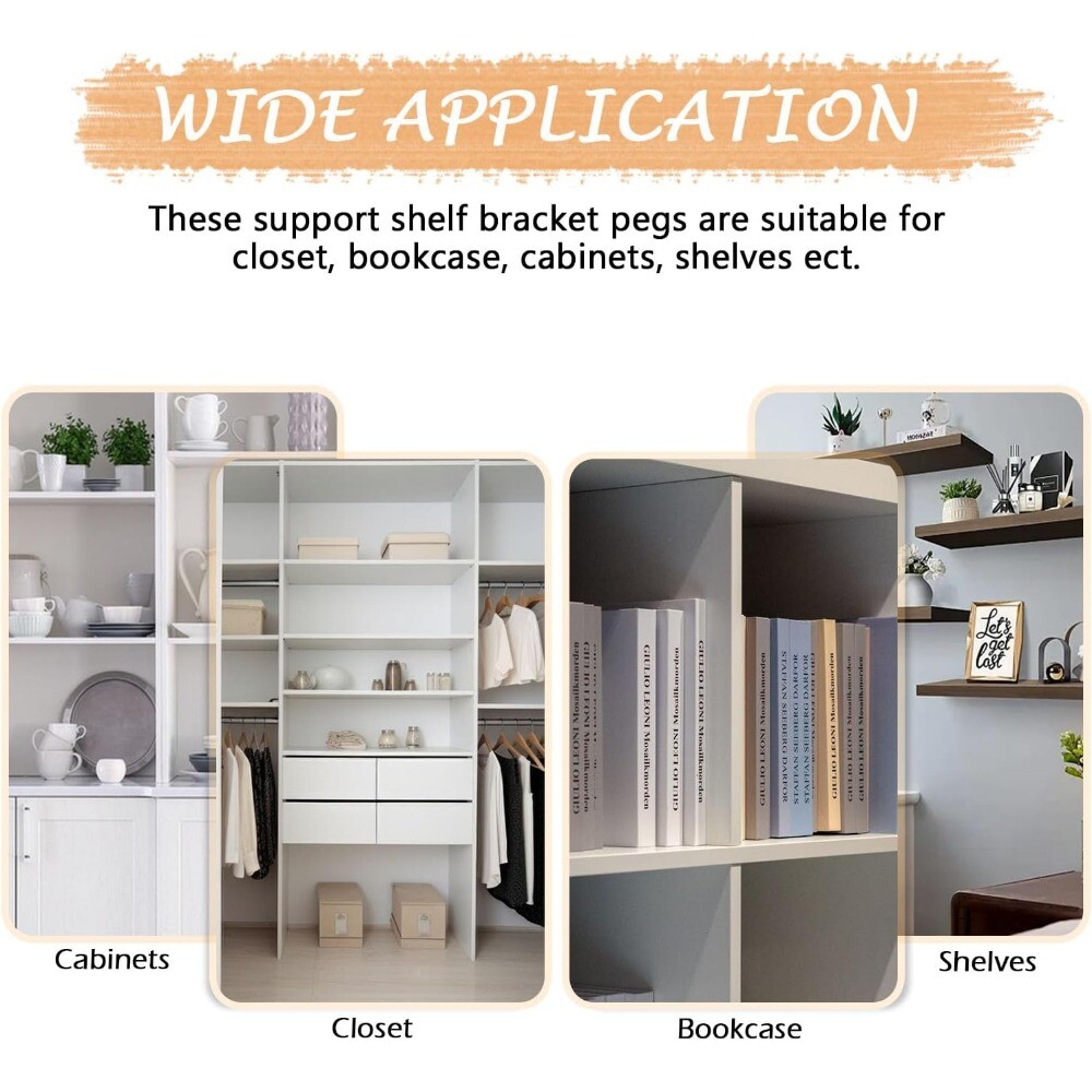 20pcs 5mm Solid Metal Laminate Support Hooks Pins for Bookcases Closets Silver