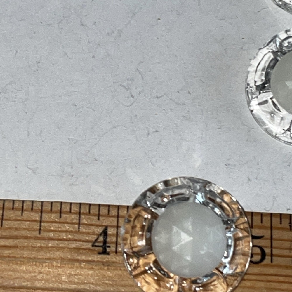 5 Plastic Clear Plastic & White Buttons Snap Together 7/8”
