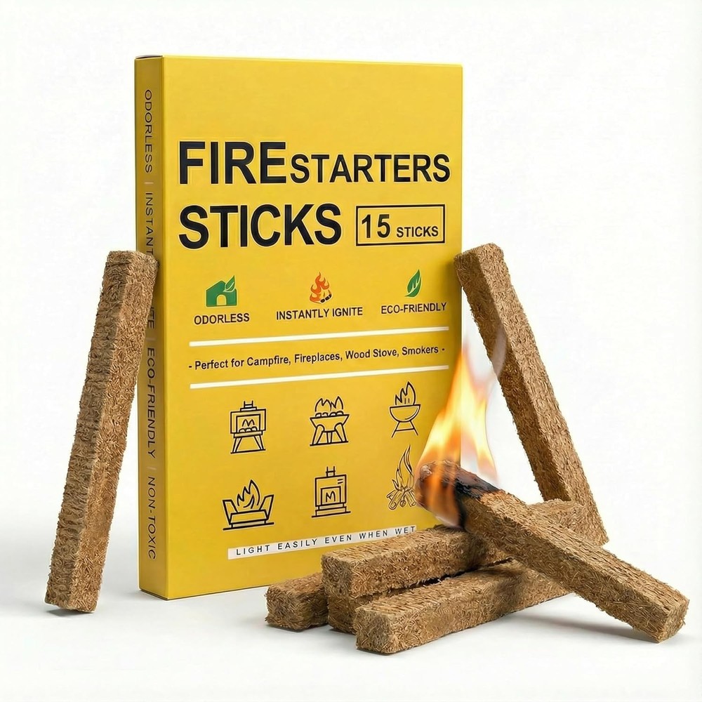 Natural Fire Starter Sticks: Quick Start Fire Starters for Grills Campfires Indo