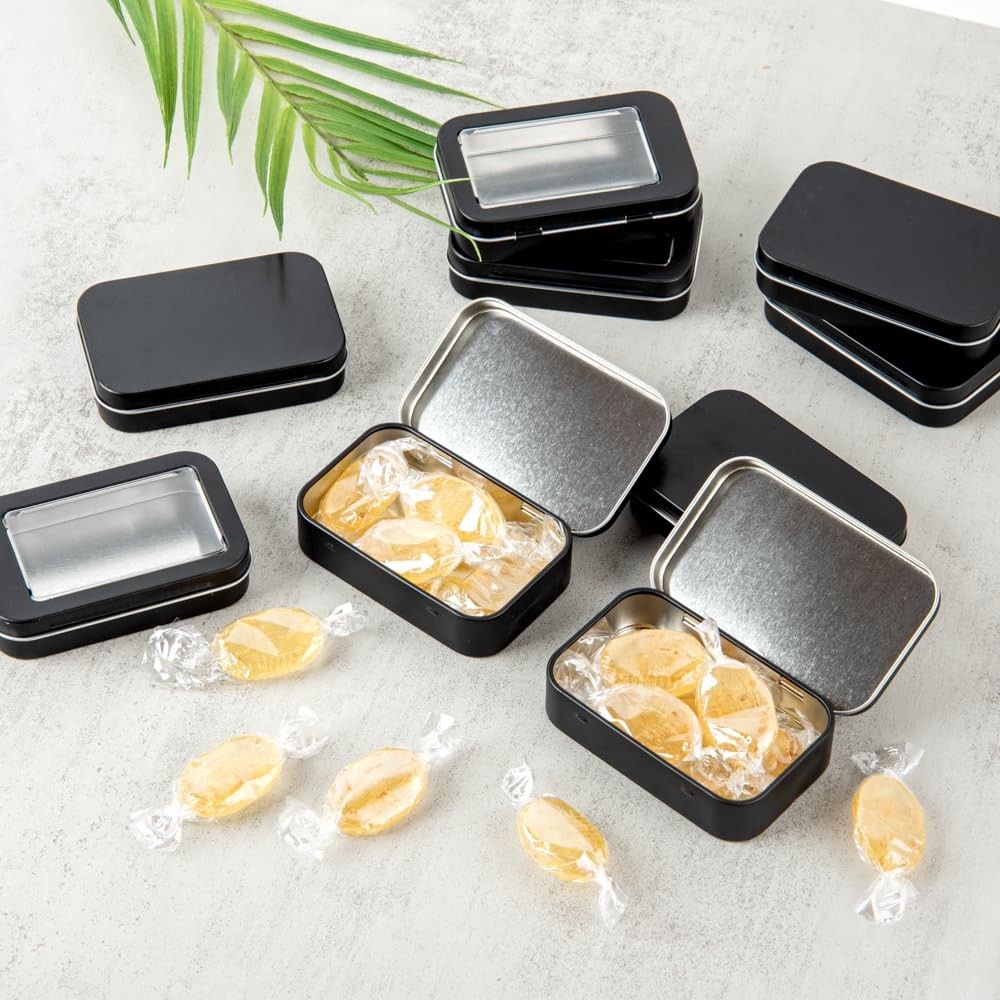 Restaurantware RW Base 4.5oz Rectangular Black Tin Containers - 10-Pack