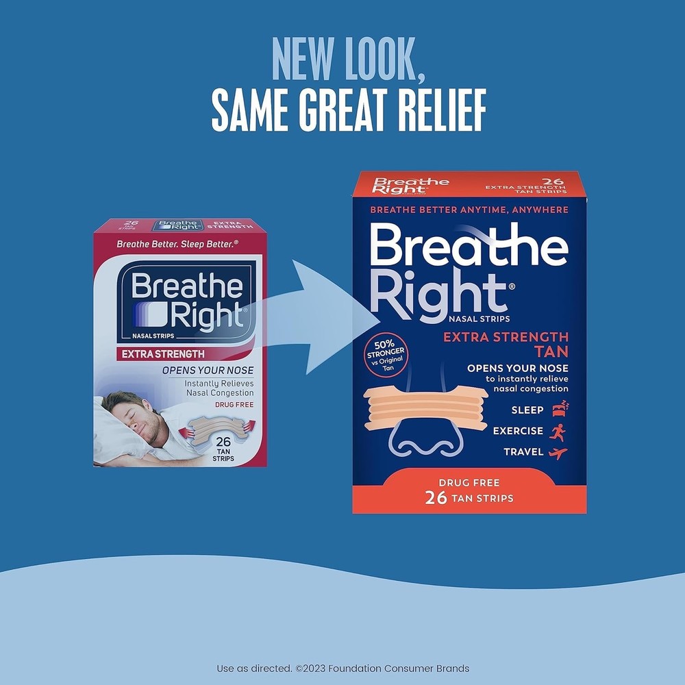 Comfortable Tan Nasal Strips for Improved Airflow & Reduced Snoring – 26ct