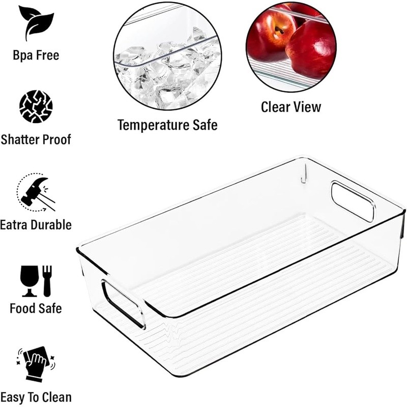 Clear Plastic Storage Bins Stackable Organizers Home Storage Heavy Duty New