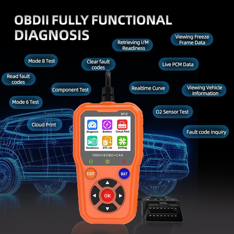 FISONA W12 5600 OBD2 Scanner ABS SRS EPB Code Reader All System Diagnostic Tool