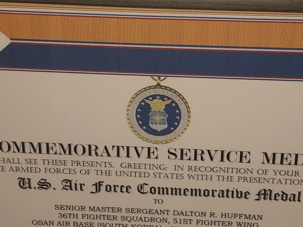 U.S. AIR FORCE COMMEMORATIVE MEDAL CERTIFICATE ~ Type 1