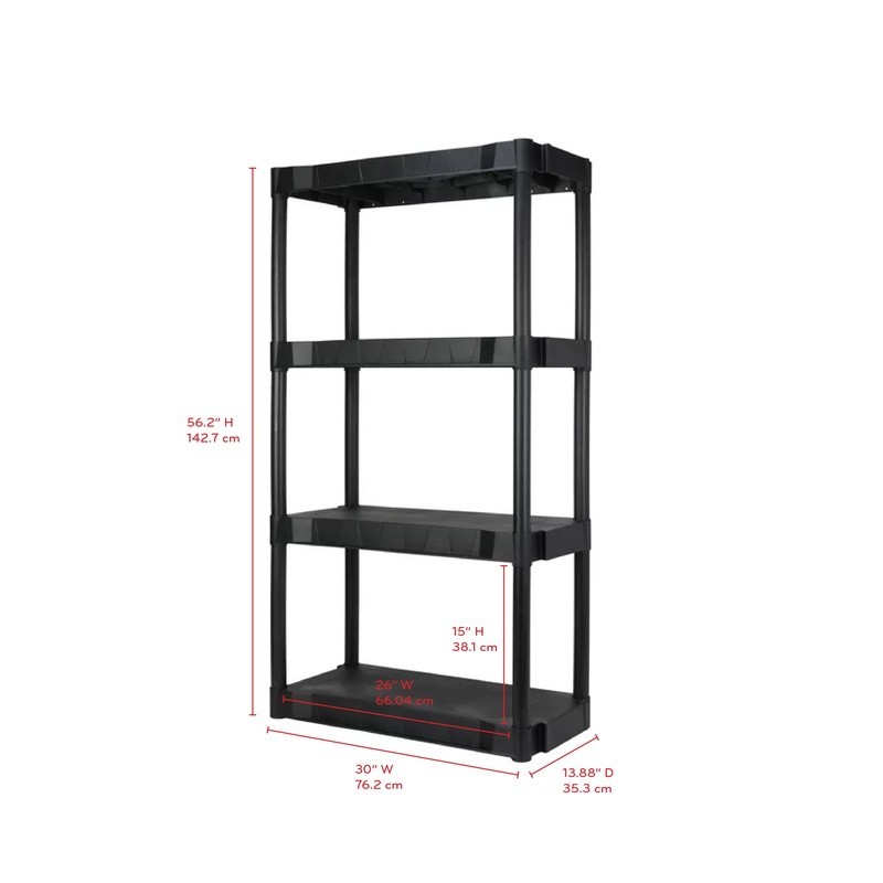 4-Tier Shelving Unit Plastic Storage Easy Assembly Utility Rack 280 lbs Capacity