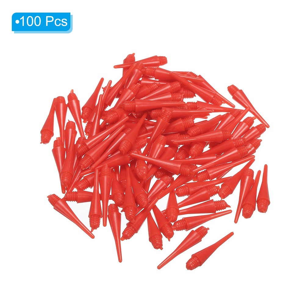 Plastic Dart Tips, 100 Pack 2BA Thread Soft Dart Tips, Red