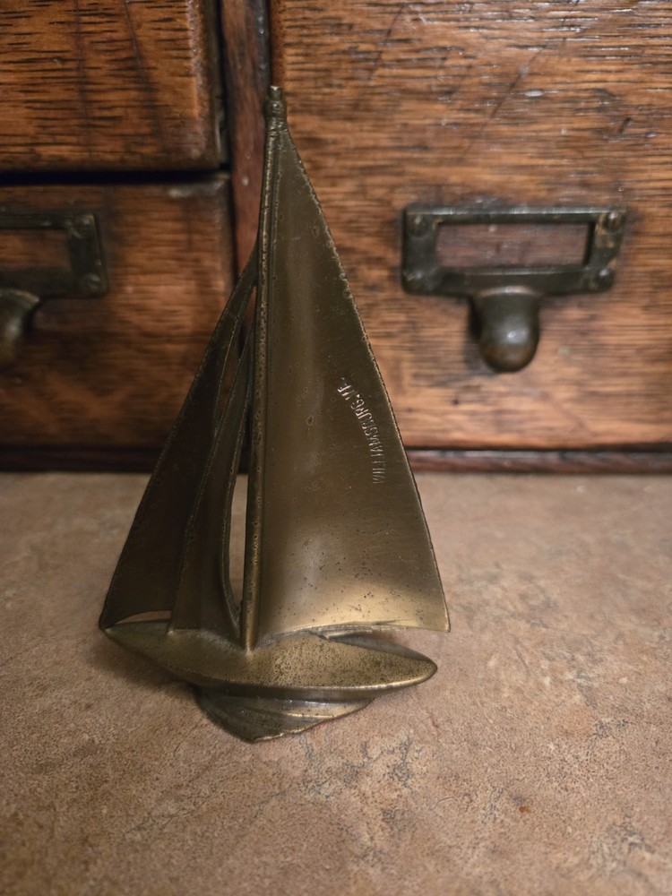 Mini Solid Brass Sailboat. (AFIT  - 432)