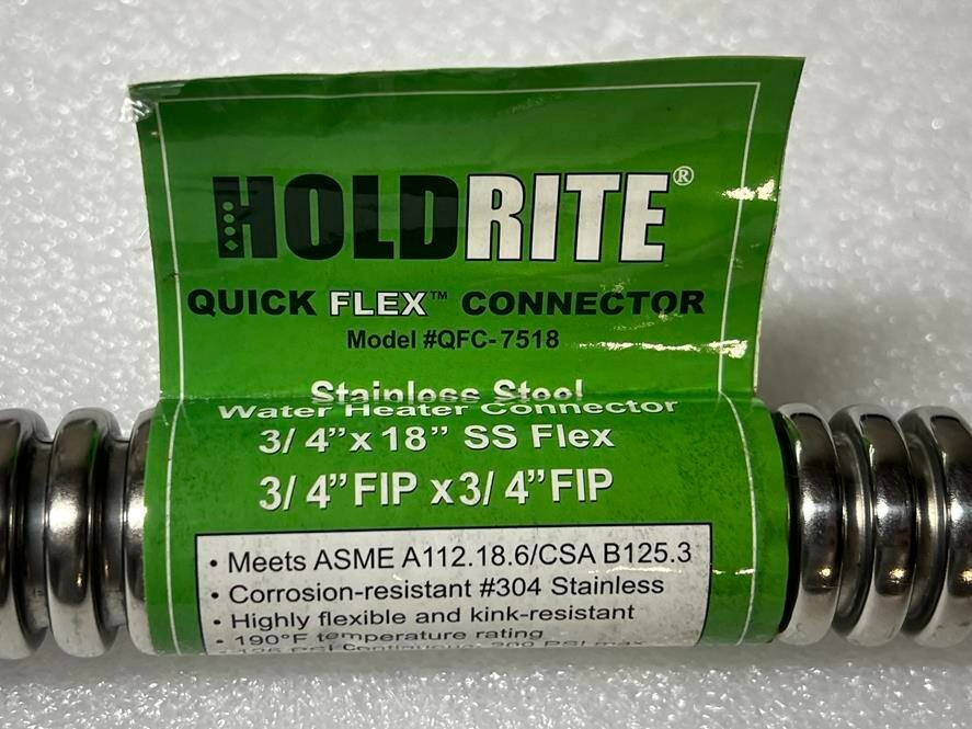 Quick Flex Water Heater Connector Stainless Steel Supply Line Hose 3/4" x 18"