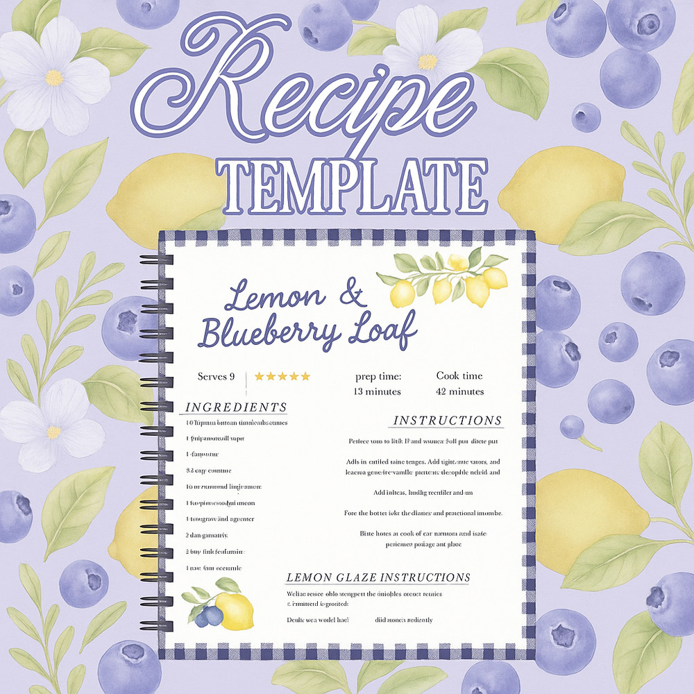 Canva Template - Recipe Page ,Canva Editable Template