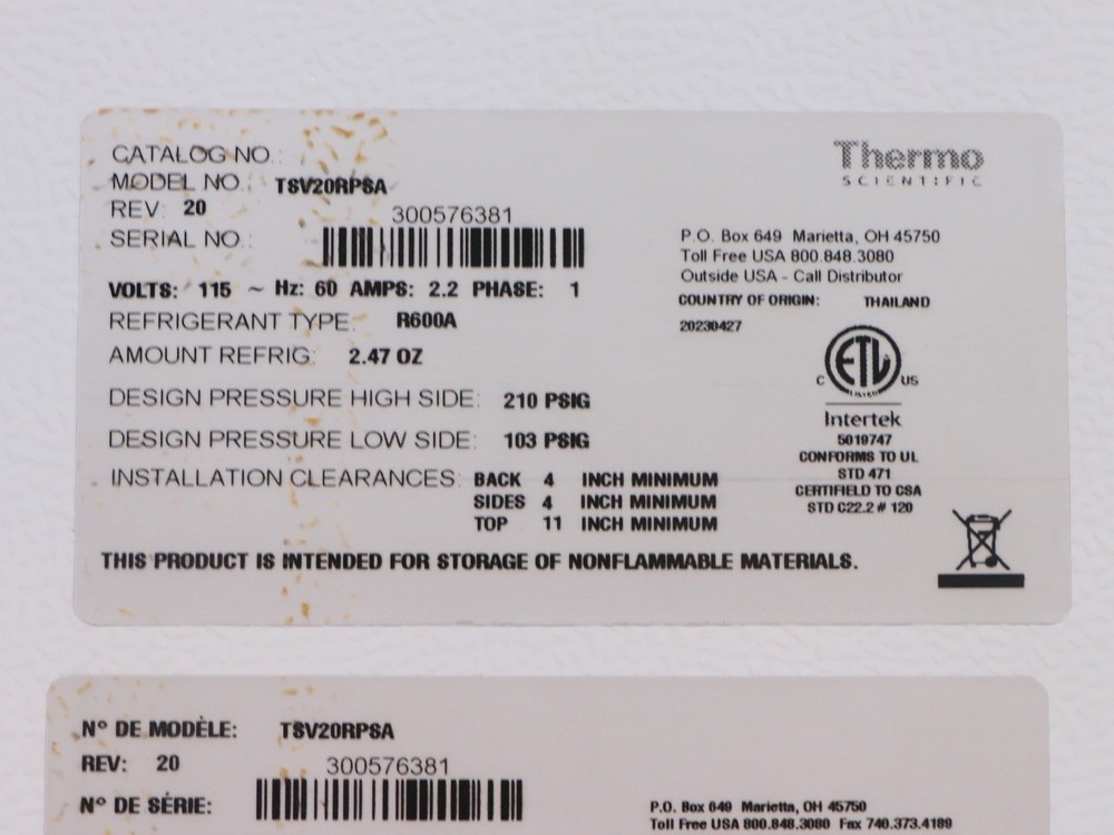 Thermo Scientific TSV Convertible Freezer/Refrigerator