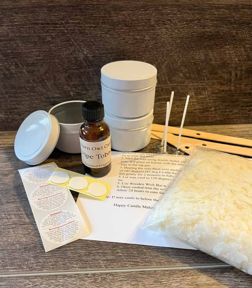 DIY Candle Making Kit, Beginner Friendly, Pipe Tobacco,, everything included