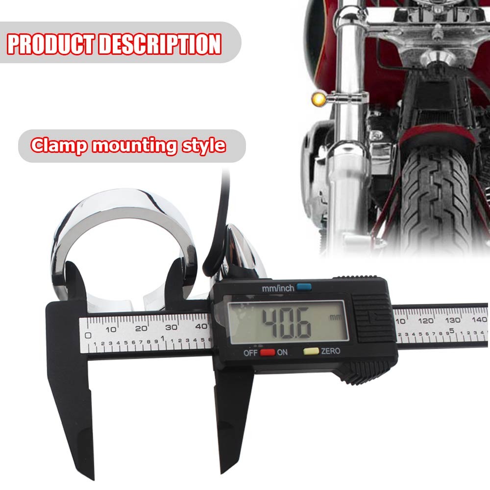 2PCS Motorcycle Turn Signal Light 41mm Front Mount Fork Indicator Bullet Amber