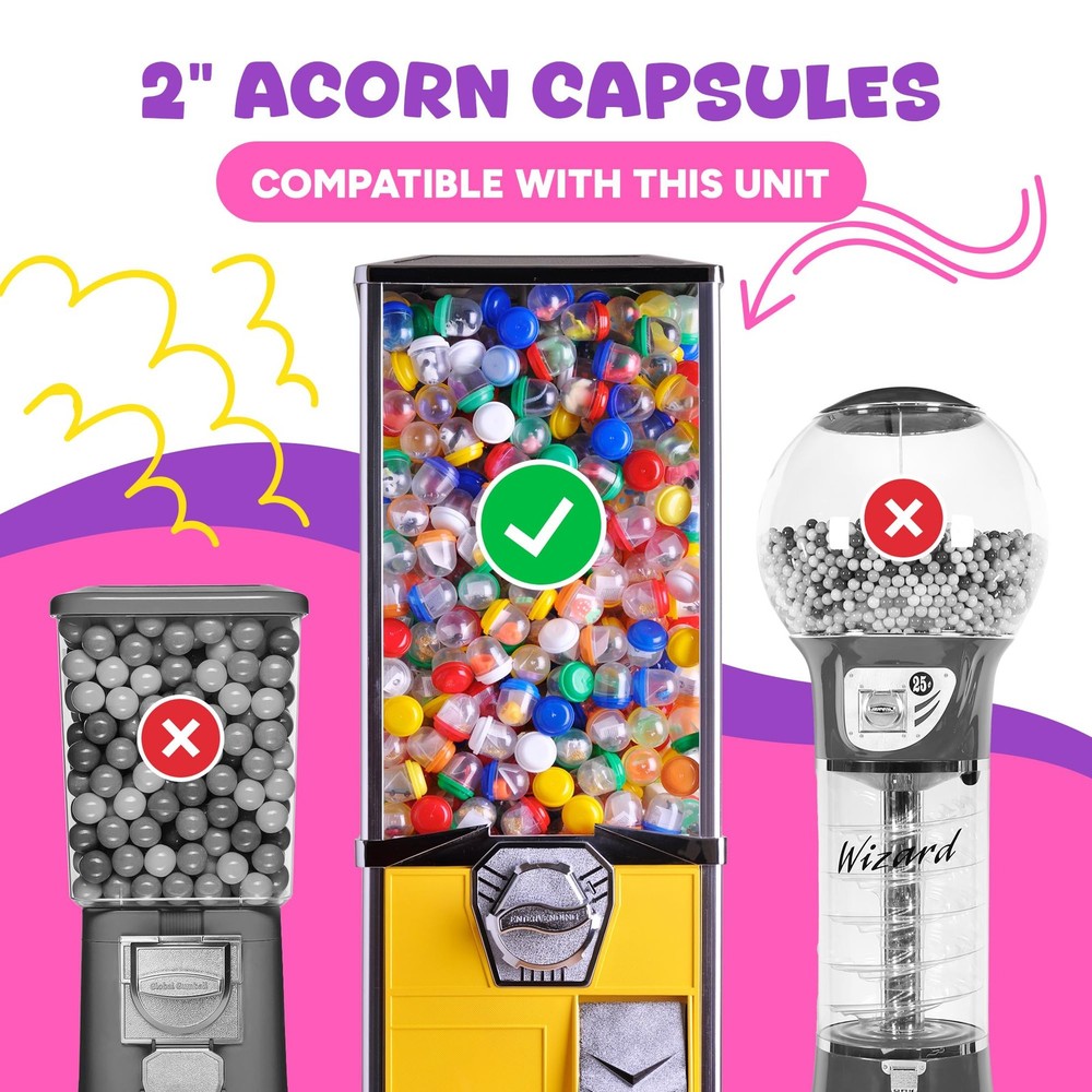 Capsule Vending Machine Translucent Acorn Empty 90 pcs 2 inch - Gumball Machi...