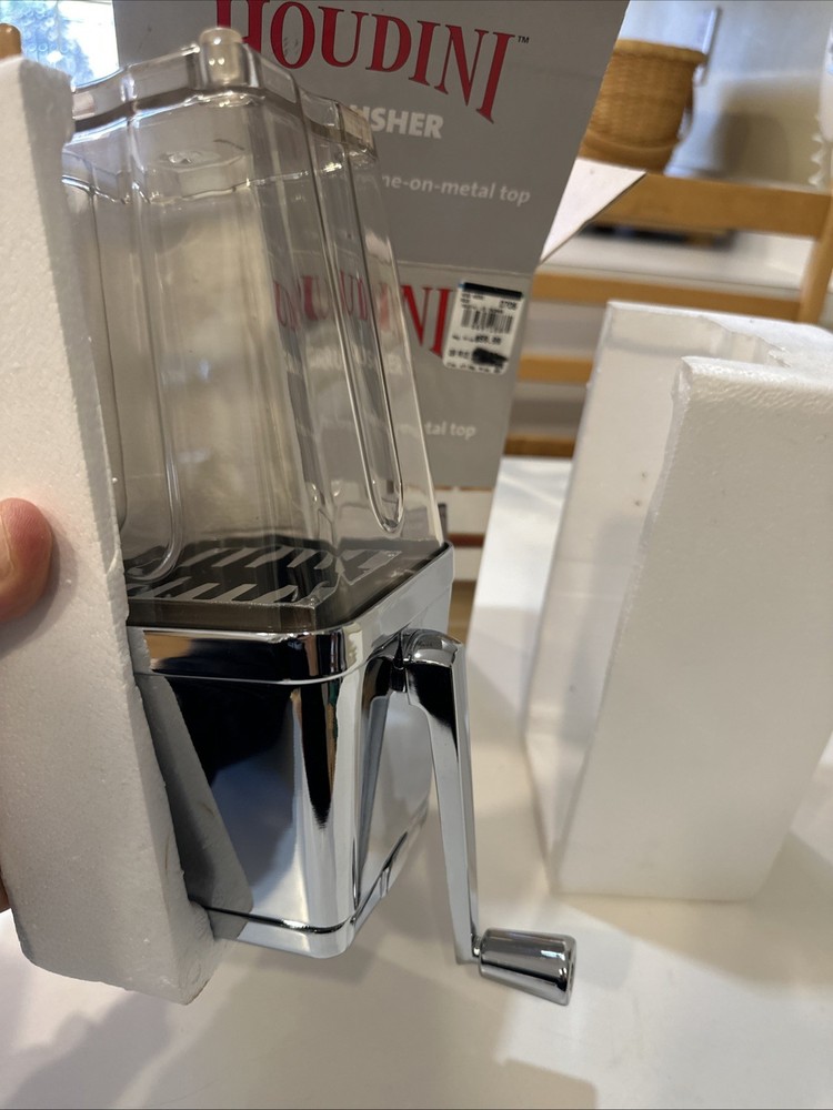 Houdini Ice Crusher. Clear Base with Chrome-on-metal top