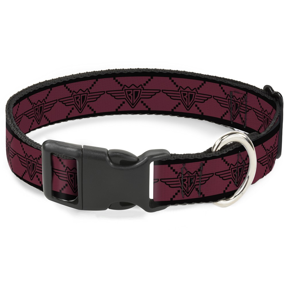 Plastic Clip Collar BD Monogram2 Red/Black Small 9.5-13"
