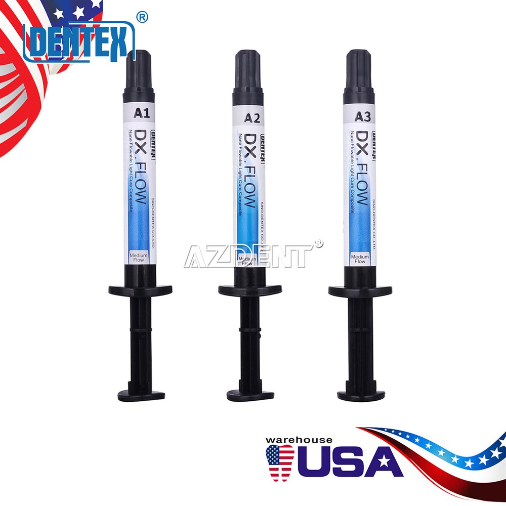 Dentex Dental Flowable Light Cure Composite Resin Low Flow/Medium Flow A1 A2 A3