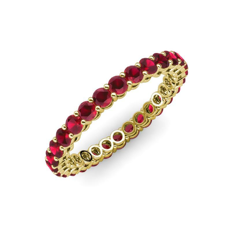 TriJewels Ruby Prong Eternity Ring Stackable 1.47 ctw 14K Yellow Gold JP:149686