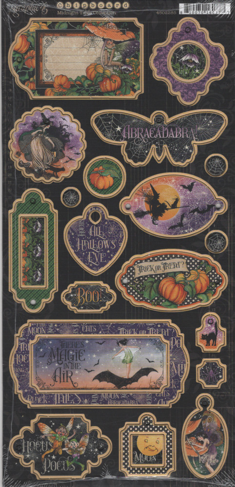 Graphic 45, Midnight Tales, Chipboard, 18 Pieces