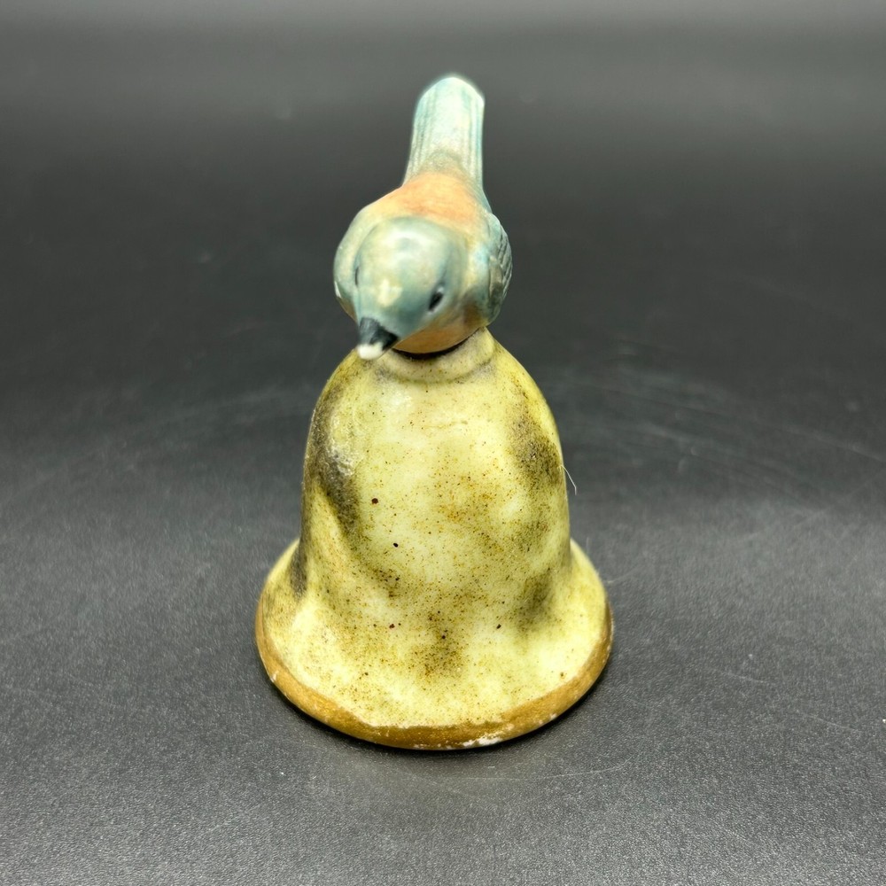Miniature Ceramic Bell with Bluebird Finial