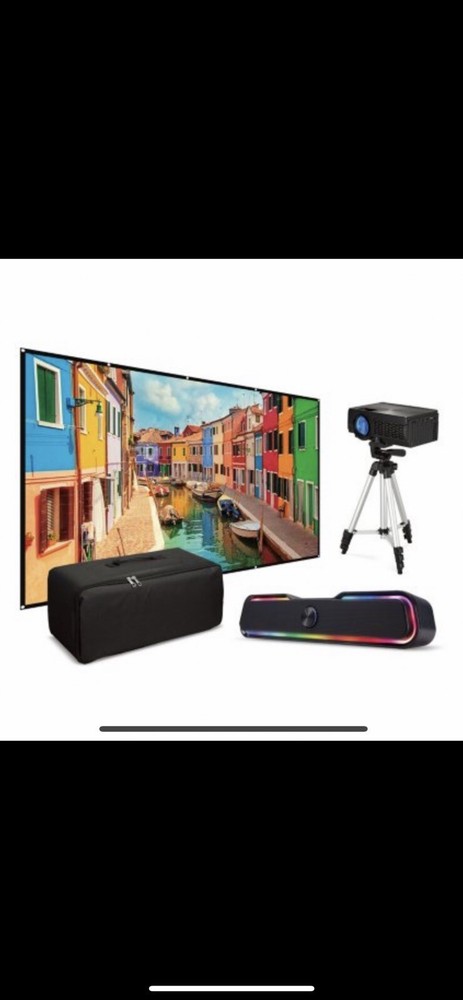iLive Popup Theater Kit Bundle - USA Set Includes Sound Bar Projector And More!