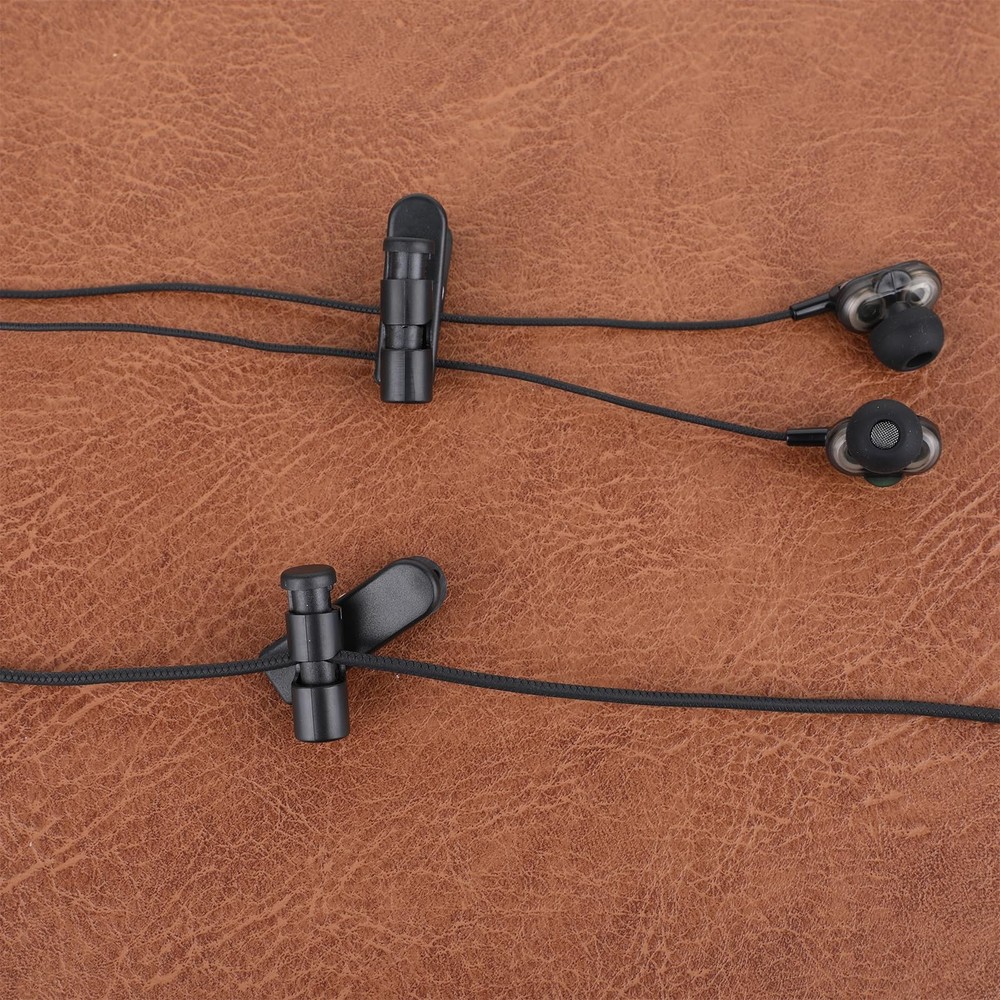 5 Pack Headphone Wire Clips Headset Cord Clip Earbud Cable Clips Black Earpho...