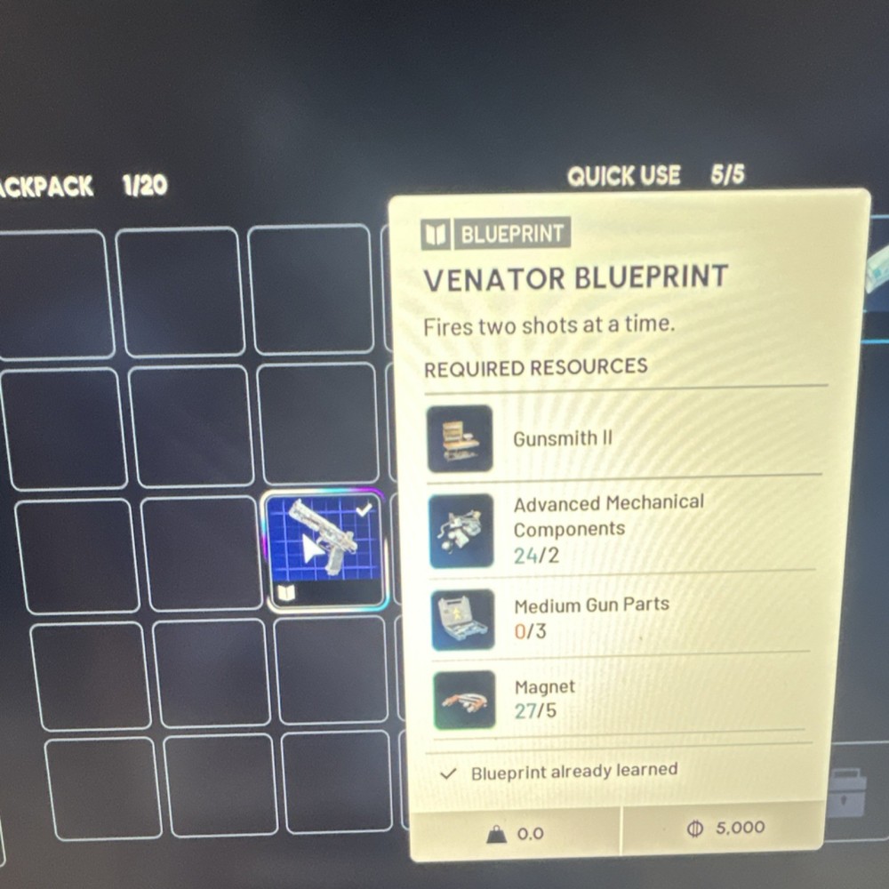 Venator Blueprint Strategy Guide with Crafting Requirements & Resources