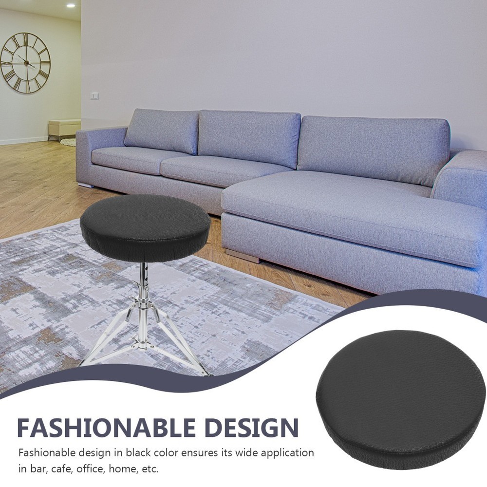 Slip Resistant Round Stool Cover Black Elastic Cushion Protector
