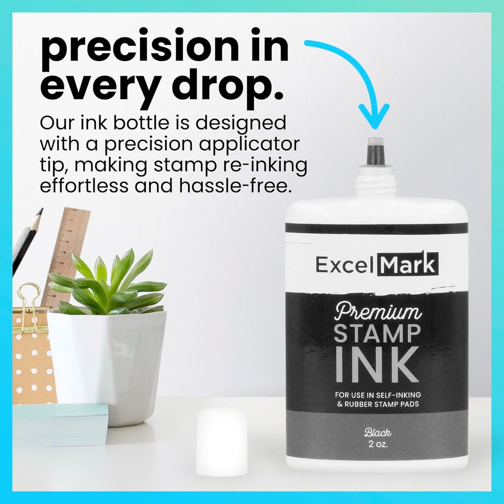 Self Inking Stamp Refill Ink - 2 Oz. - Black Ink