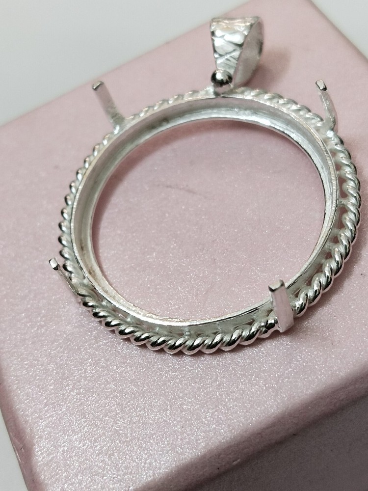 999 Sterling Solid Silver Purity 100% Coin Connector Blank Bezel