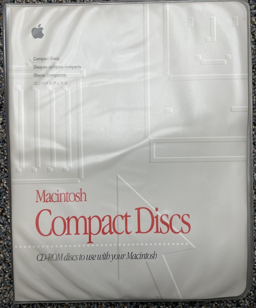 Vintage Macintosh 1994 CD-ROM Compact Discs Folder with 5 Discs
