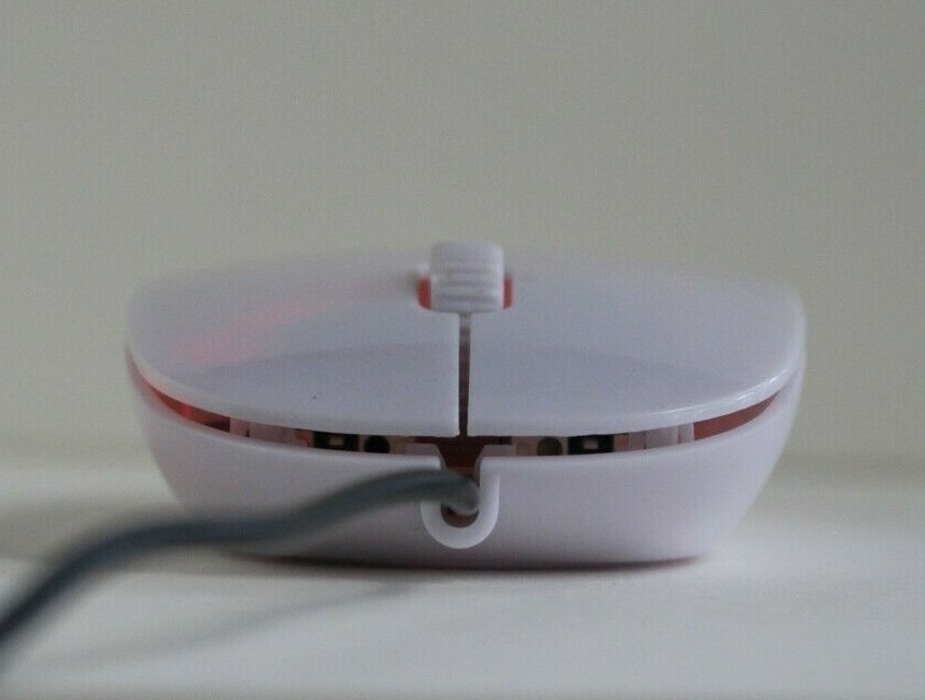 Computer Mouse USB Wired, Scroll Wheel, White, Red LED Light, For Laptop PC Mac