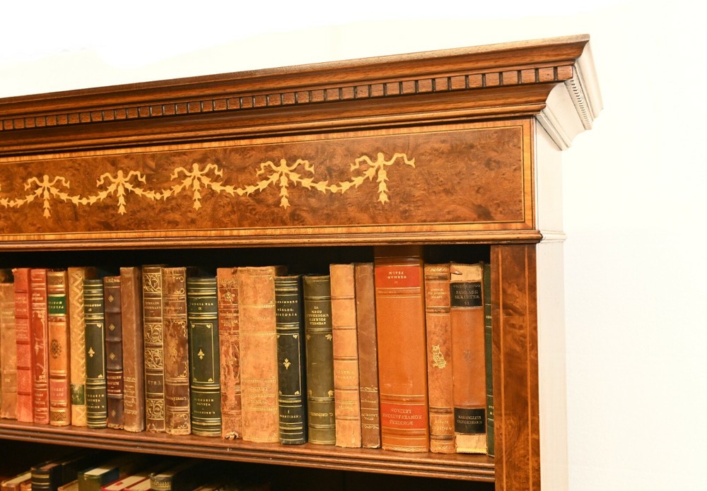 Pair Walnut Bookcases - Regency Sheraton Open Front