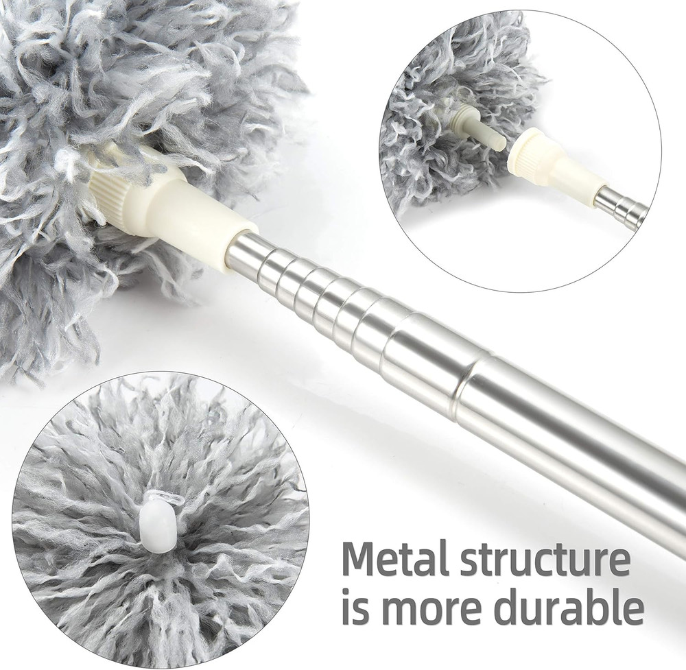 Microfiber Duster with Extension Pole,Washable Bendable Head Ceiling Fan Dust...