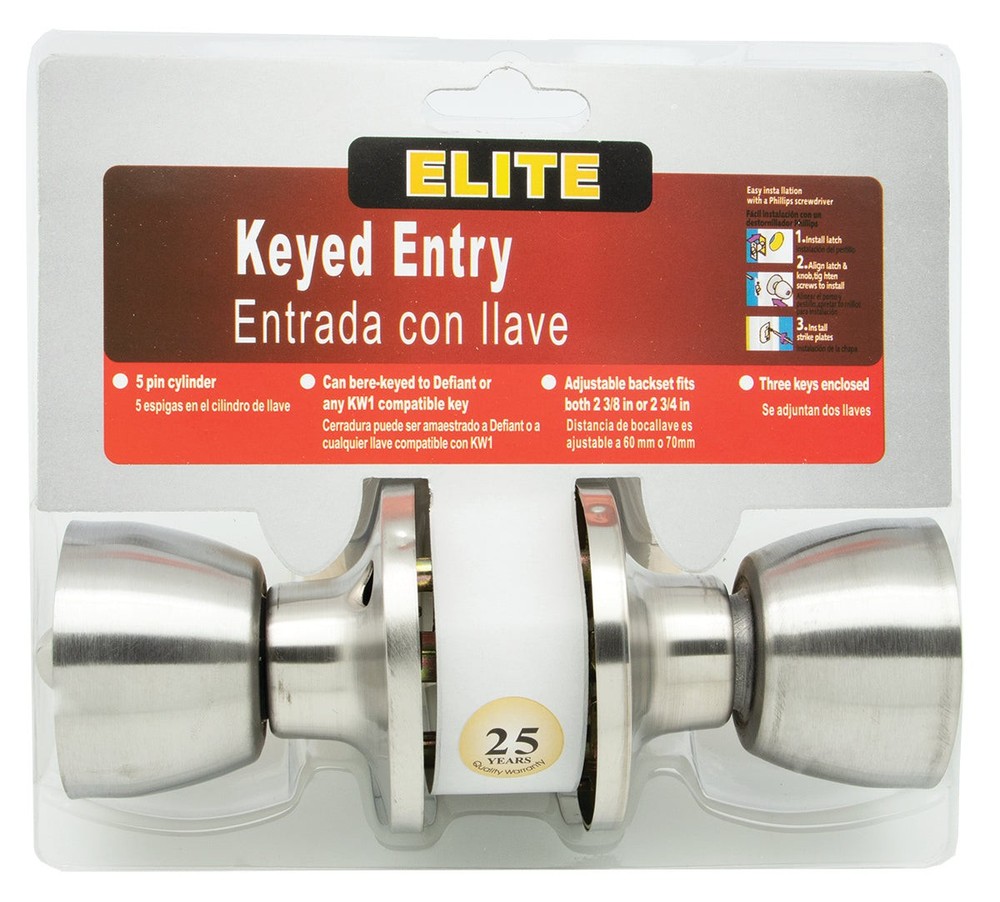 Keyed Entry Lockset Satin Nickel Finish
