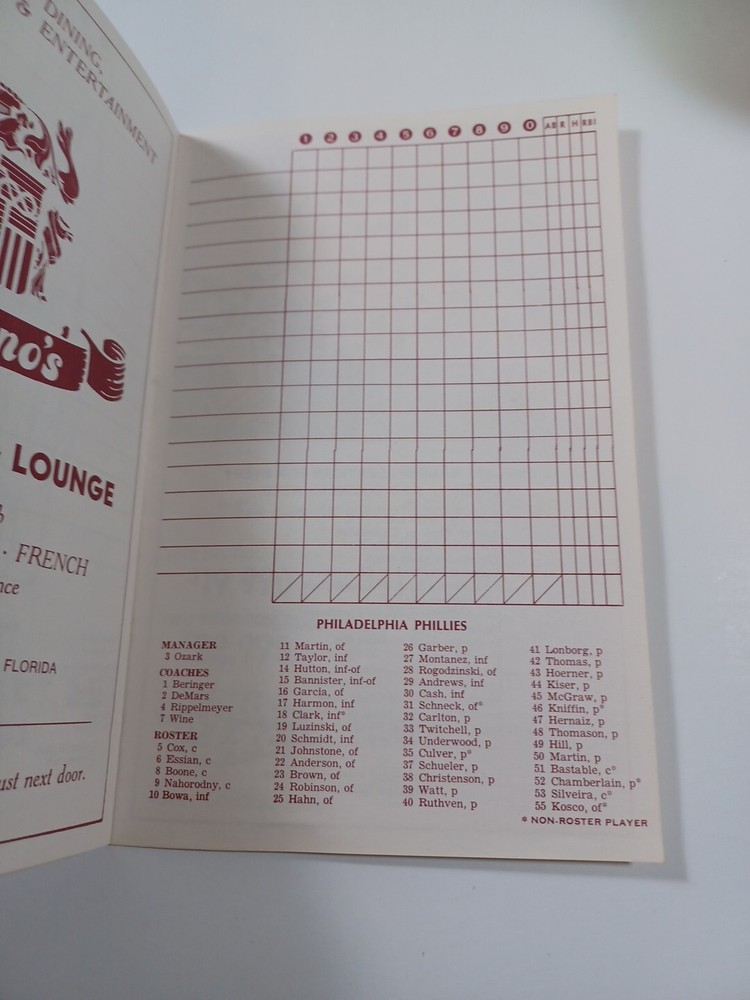 Mid 1970s Phillies Sping Training Program Unscored vs Mets Mike Schmidt