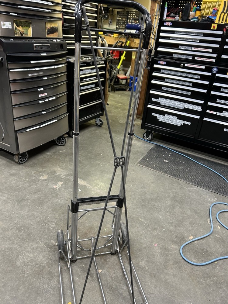 Clipper Folding Hand Truck/Tool Dolly. With Built In Bungee Straps, Solid Wheels