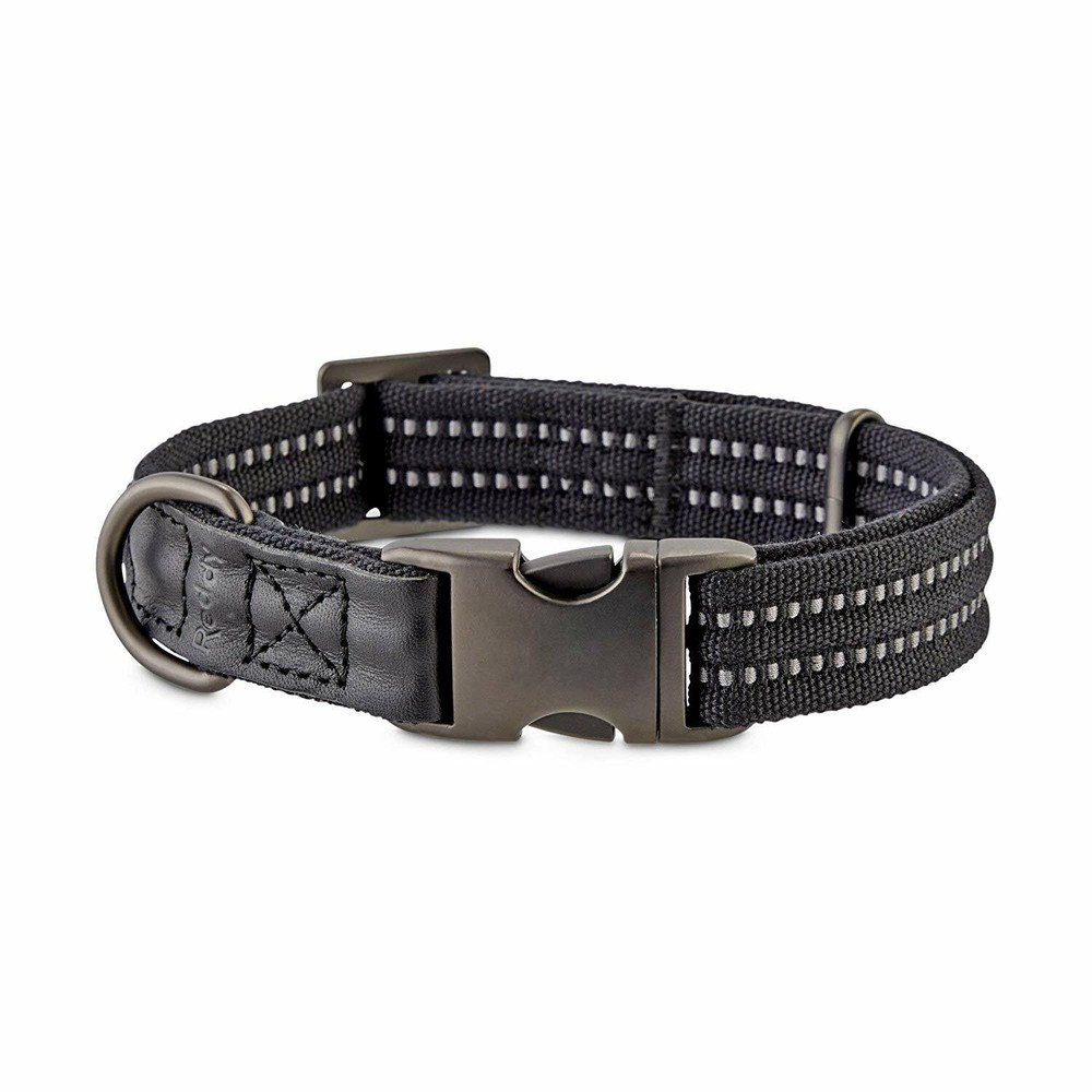 Reddy Black Webbed Dog Collar, Large, Black