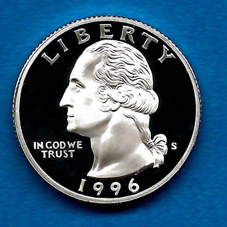 1996 S Gem Proof Clad Washington Quarter - Deep Cameo