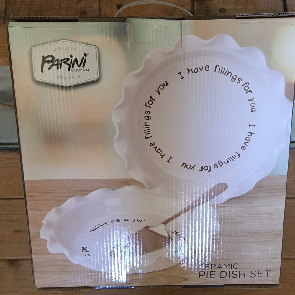 Parini Ceramic Pie Dish Set White Round Bakeware