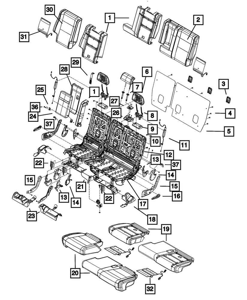 Genuine Mopar Second Row Headrest Outboard 5PT09LV5AA