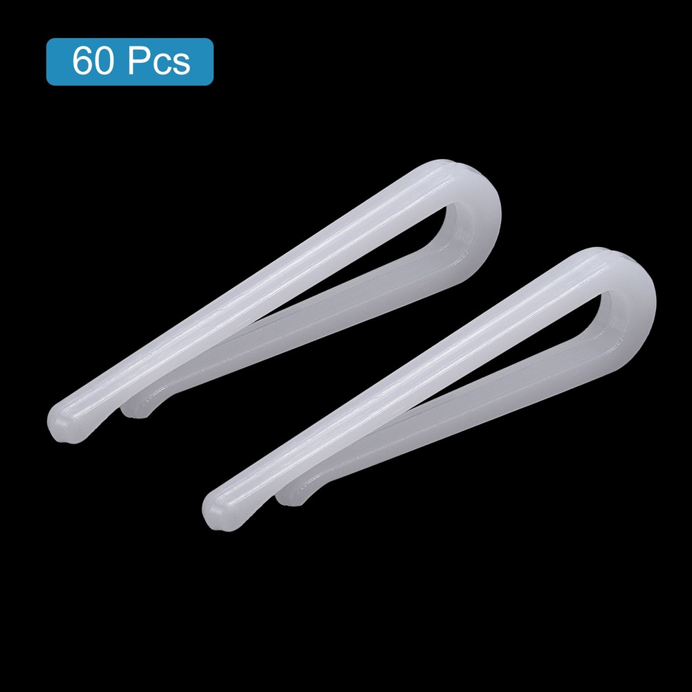 60pcs Durable Plastic Alligator Clip, 1.61" White U Shape
