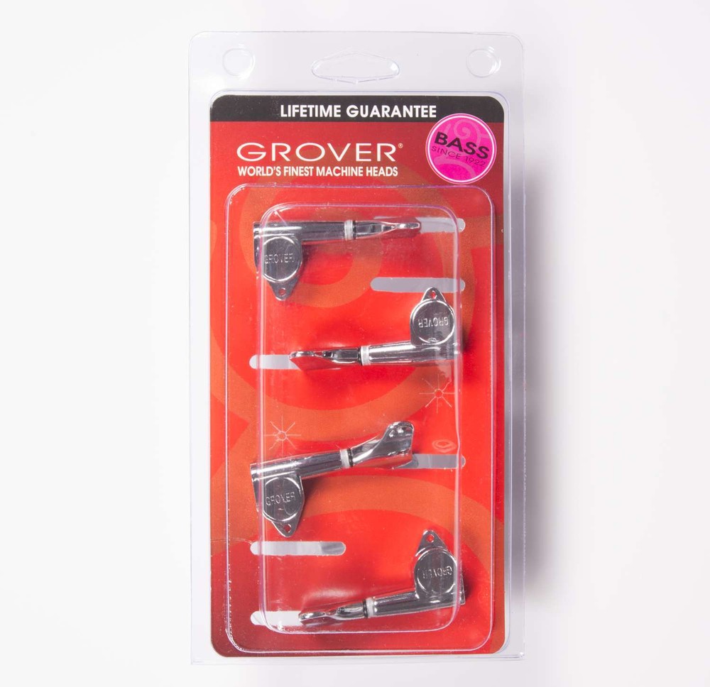 Grover 144C4 Mini Bass Guitar Tuners, 4 Inline Set - Chrome