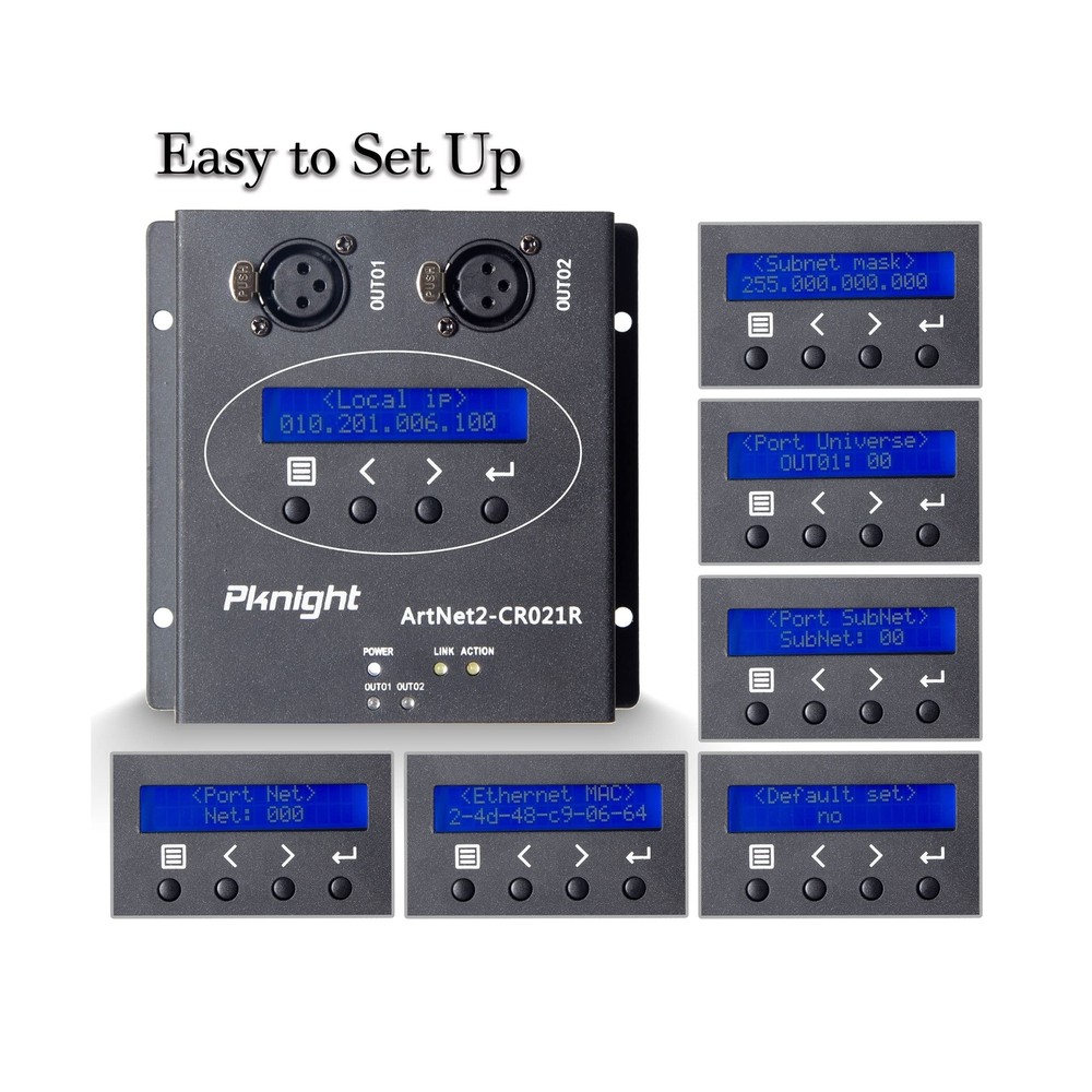 ArtNet DMX 1024 Ethernet Lighting Controller Interface，2 Universe/Truss M