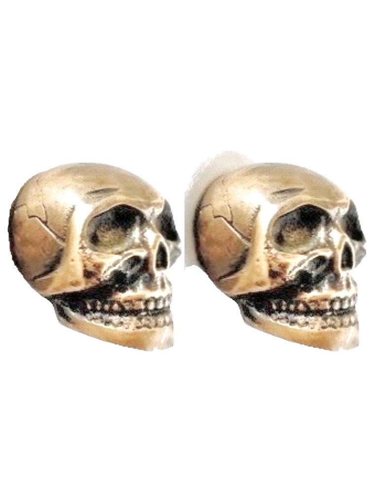 2 medium Skull hardware cabinet Drawer 1.1/2" Gothic Finger Pull Solid Brass