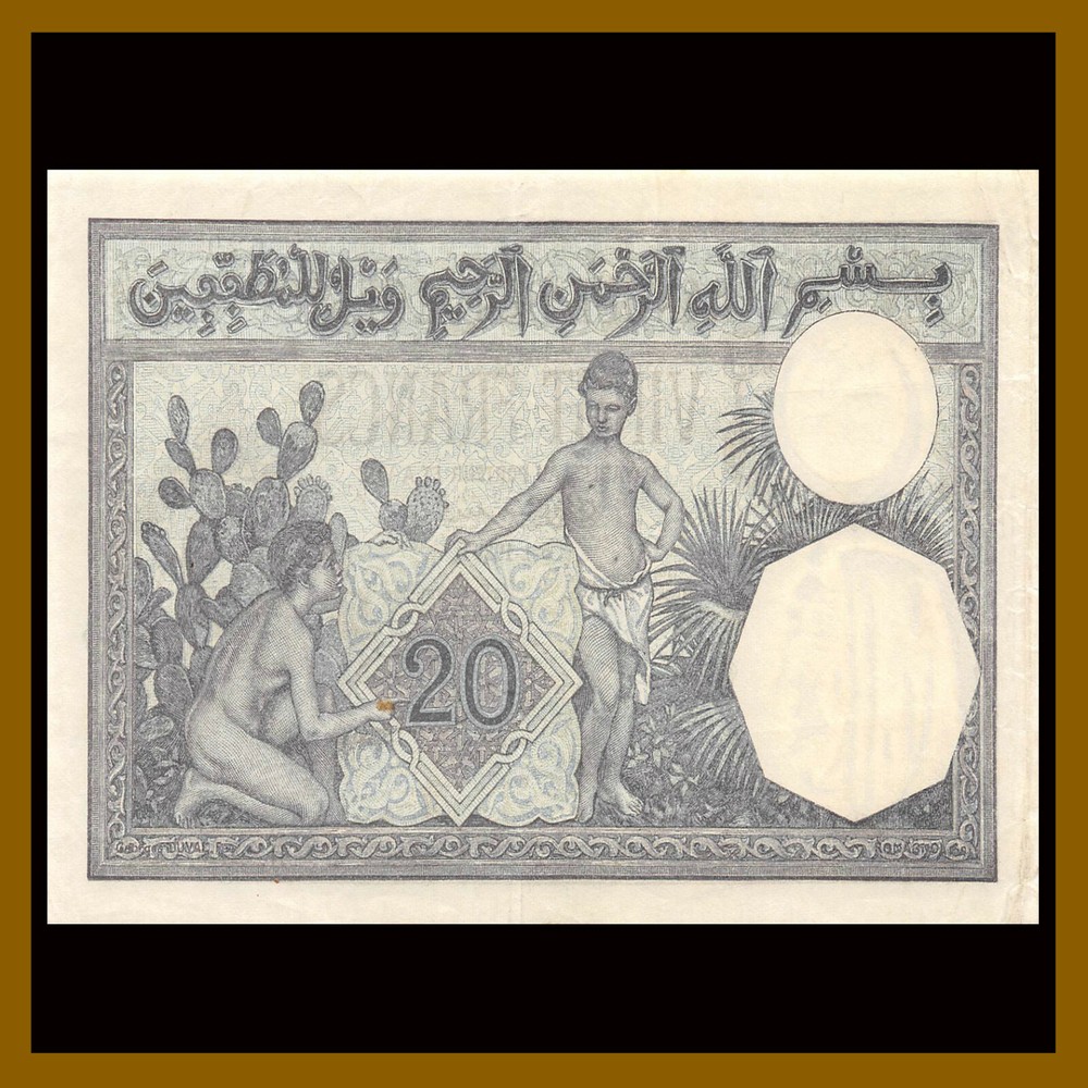 Algeria 20 Francs, 1929 P-78b Large Size Note (XF)
