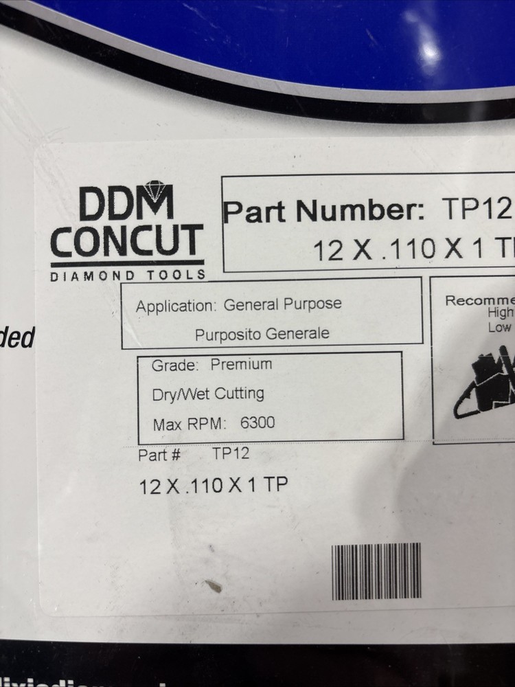 DDM Concut 12” Diamond Tools TP12