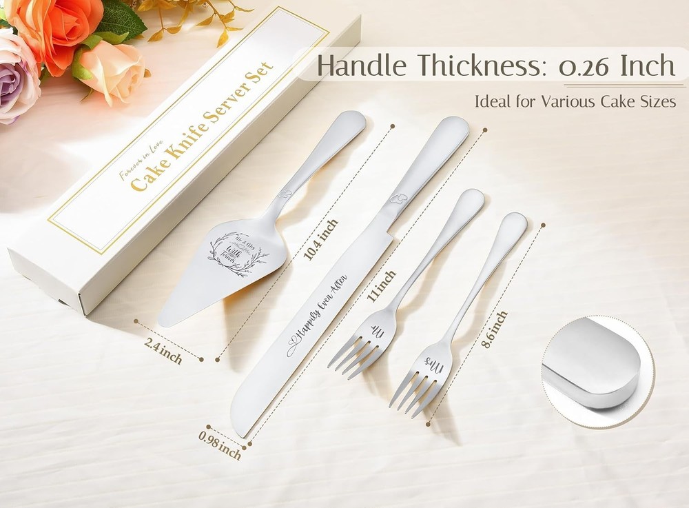 Wedding Cake Knife and Server Set, Heavy Duty Cake Cutting Set for Wedding, E...