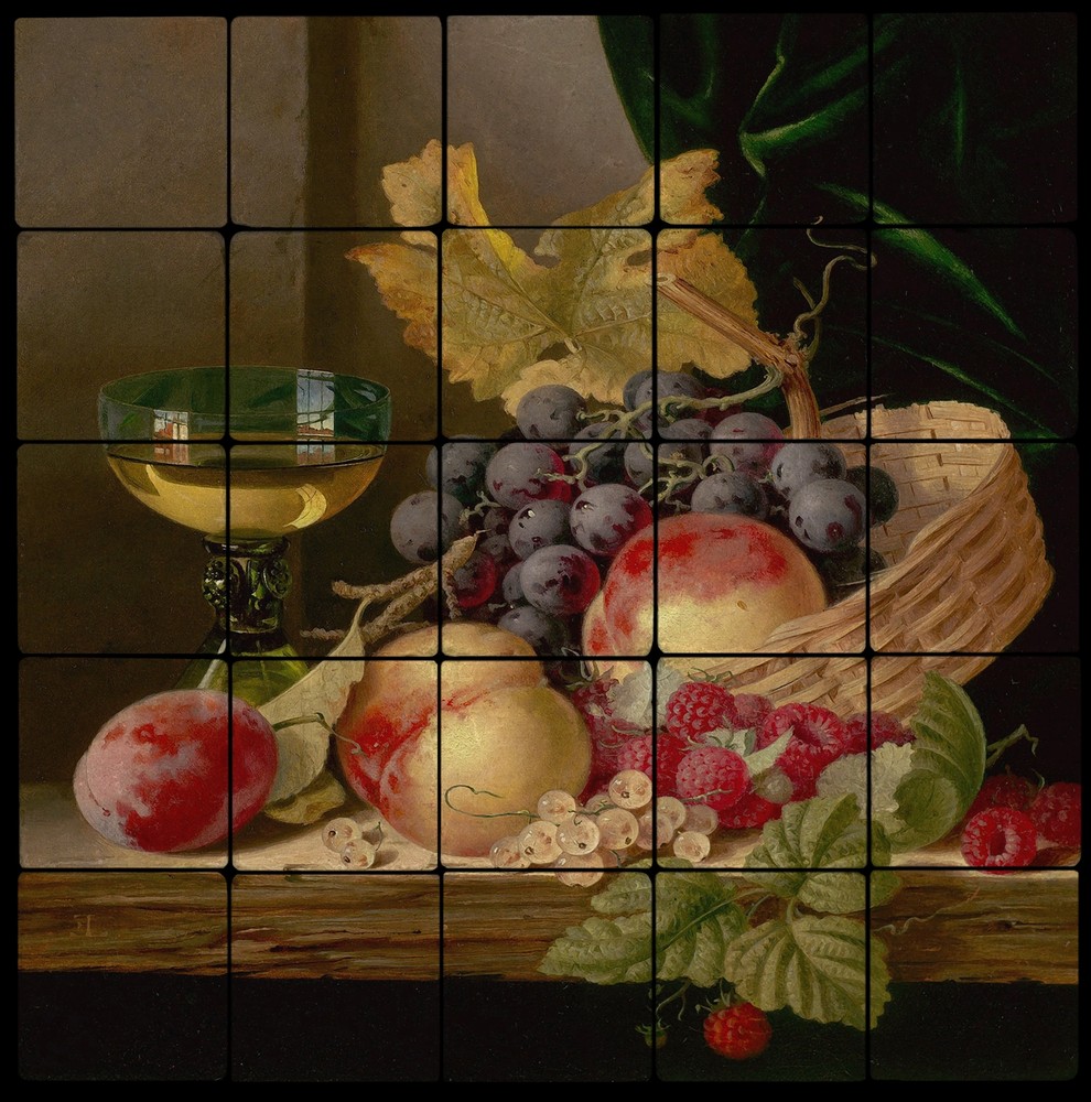 20x20  Fruit Kitchen Backsplash Mural Tumbled Marble Tiles Edward Ladell