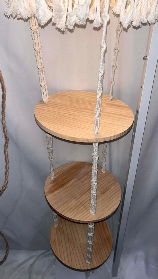 Boho Macrame Hanging 3 Tier Shelf Neutral Decor